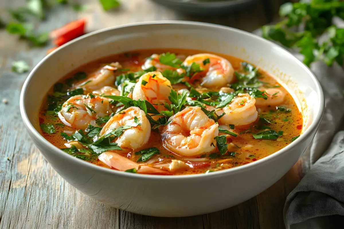 What is shrimp soup made of