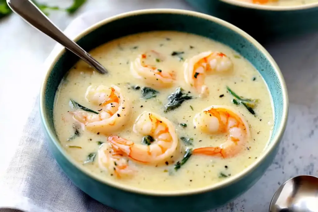 shrimp soup in a bowl