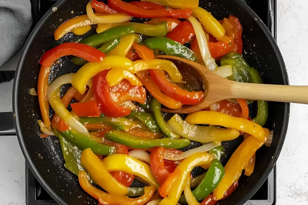 Preparation of Chicken with Peppers and Onions recipe