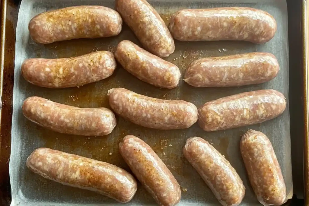 Raw Italian Sausage in Oven